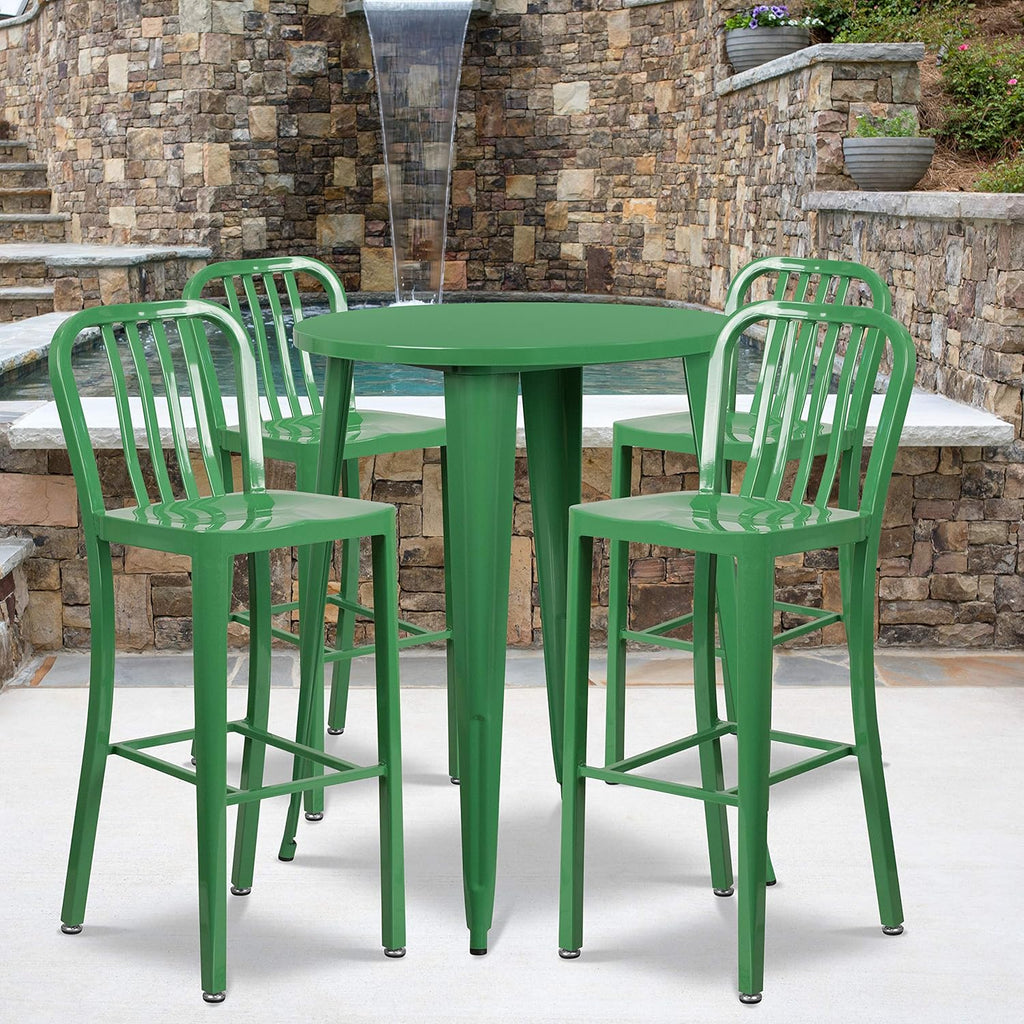Silver Metal Bar Table Set with 4 Stools R134