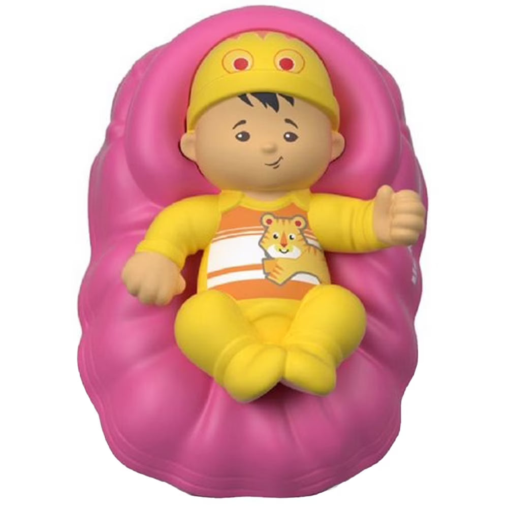 Replacement Asian Baby Figure with Pink Basket and Yellow Outfit I1419