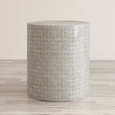 Gray Basketweave Drum End Table X31620