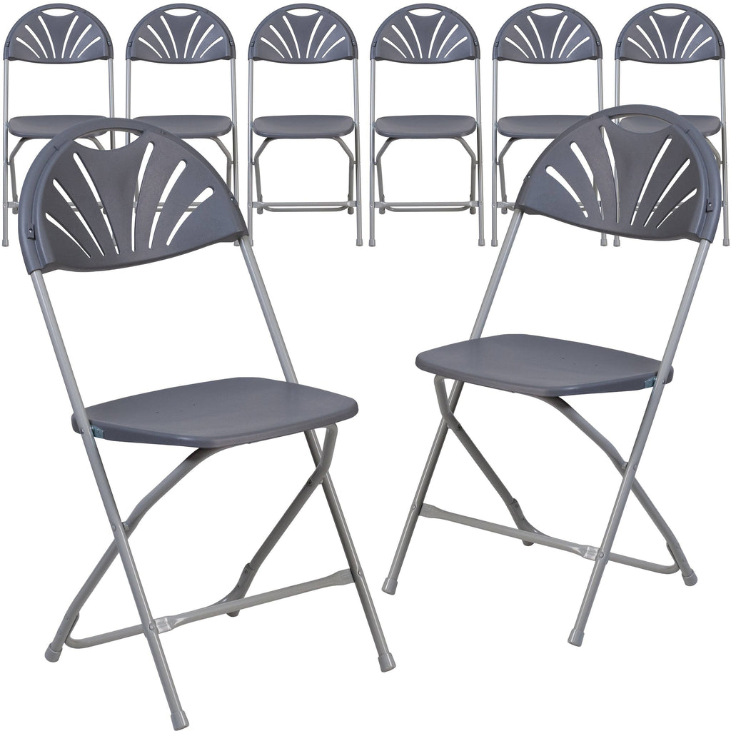 Black Plastic Fan Back Folding Chair L206