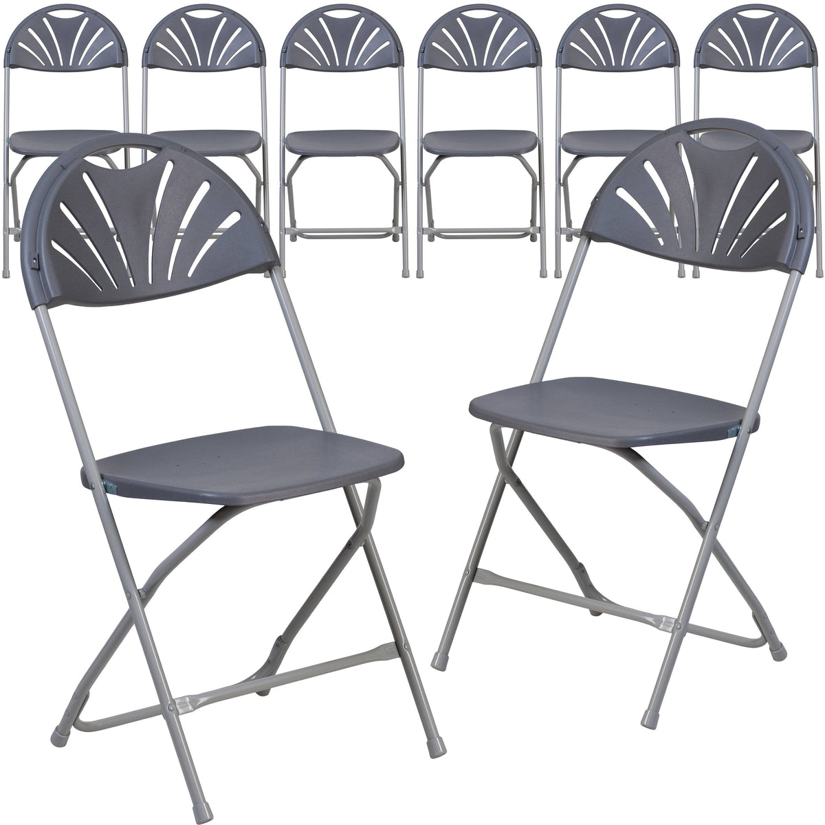 Black Plastic Fan Back Folding Chair L206