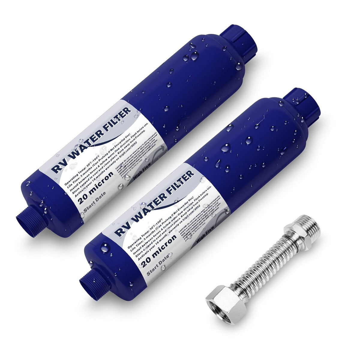 2 Packs RV Camper Inline Water Filter with Flexible Hose Protector I6713