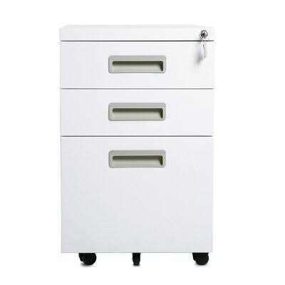 White Metal File Cabinet with Keys R871782
