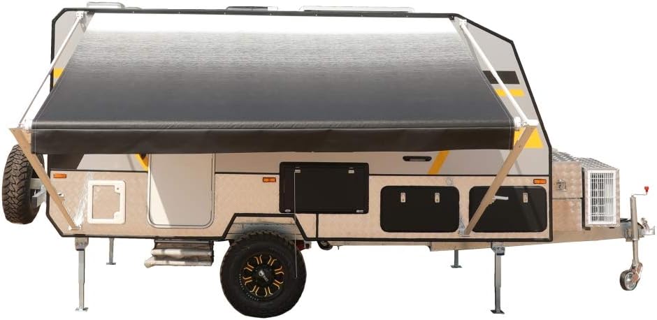 Black 12x8 Ft Retractable RV Trailer Awning B820