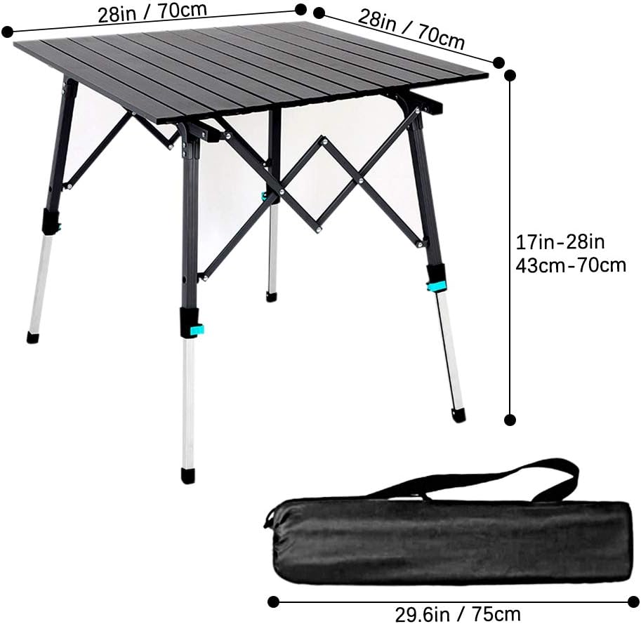 Portable Aluminum Folding Camping Table with Carry Bag (Black) R8467