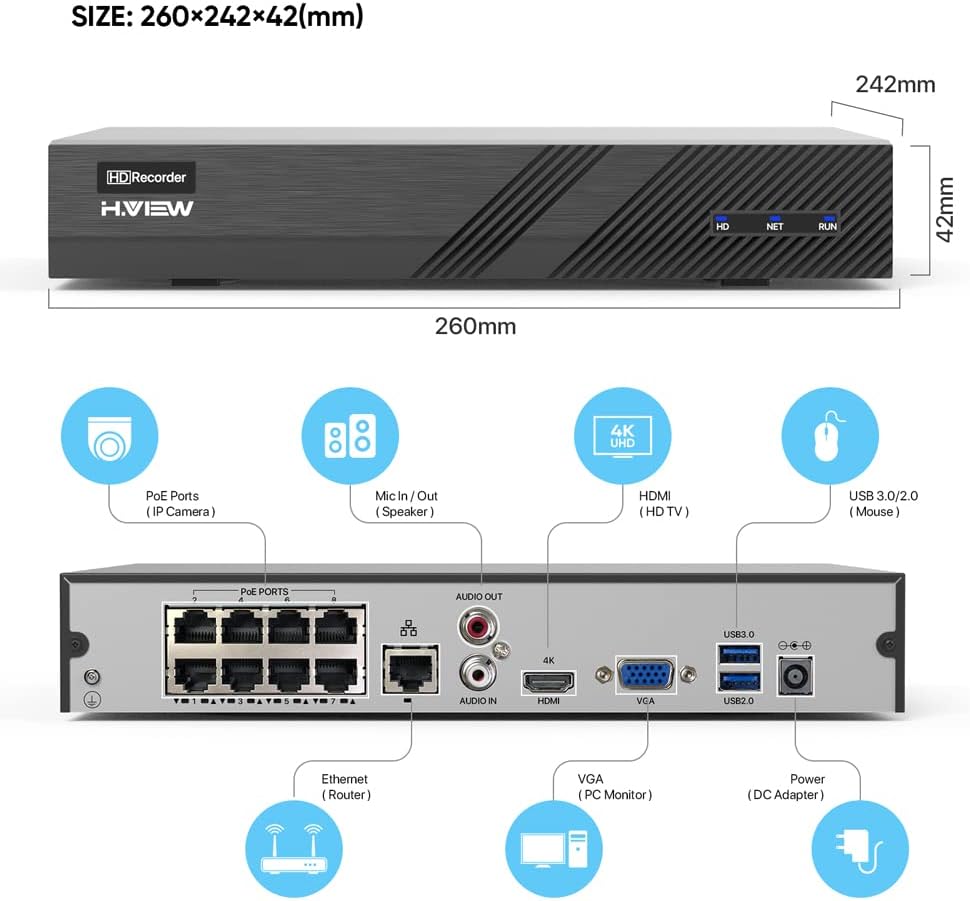8 Channel 4K POE NVR Recorder F32128