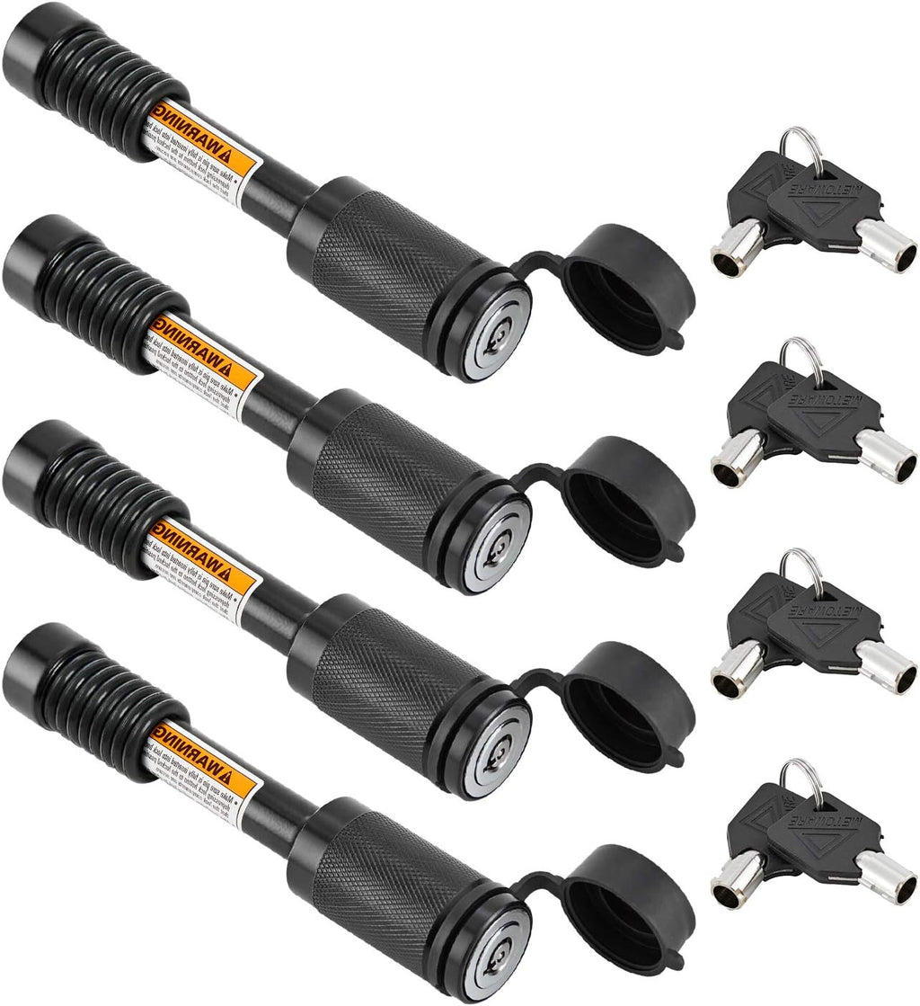 5/8 Dia 3-1/2" Long Trailer Hitch Pin Lock with 8 Rubber O-Rings (Keyed Alike 4 Pack) K401