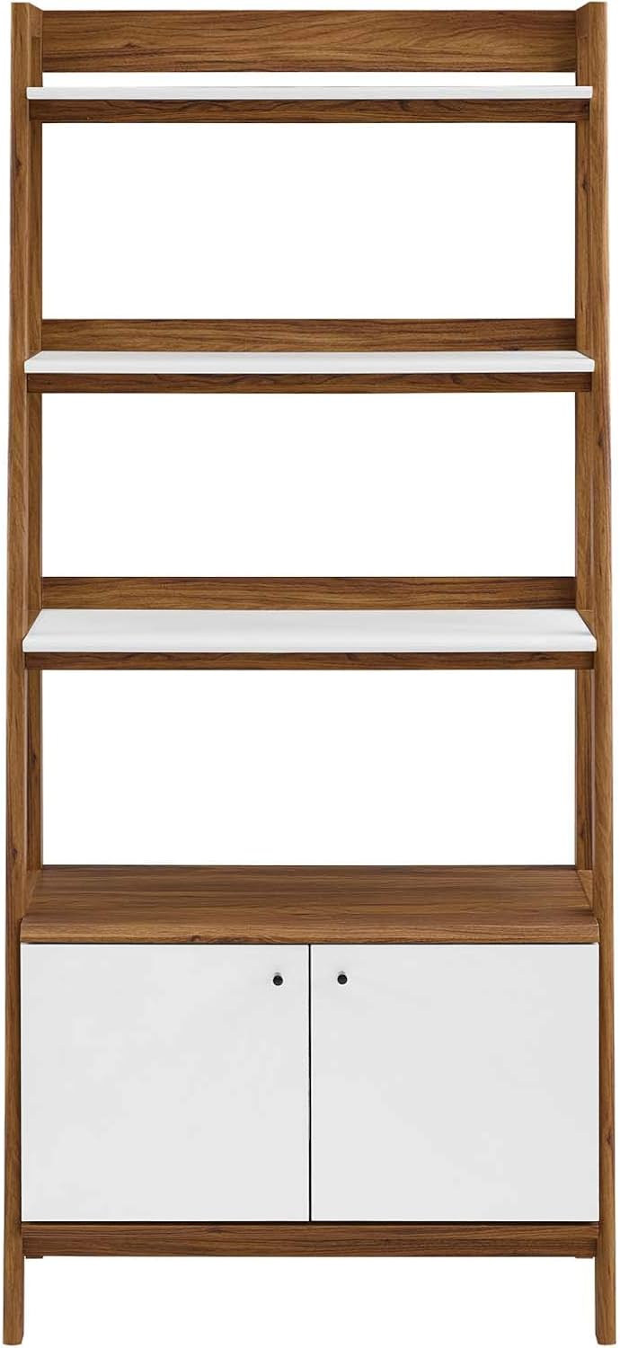 Walnut White Bookshelf Display Case X9595