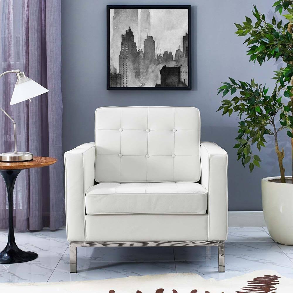 White Leather Armchair Y2151