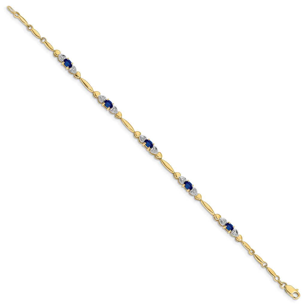 10K Yellow Gold Diamond and Sapphire Bracelet S2304