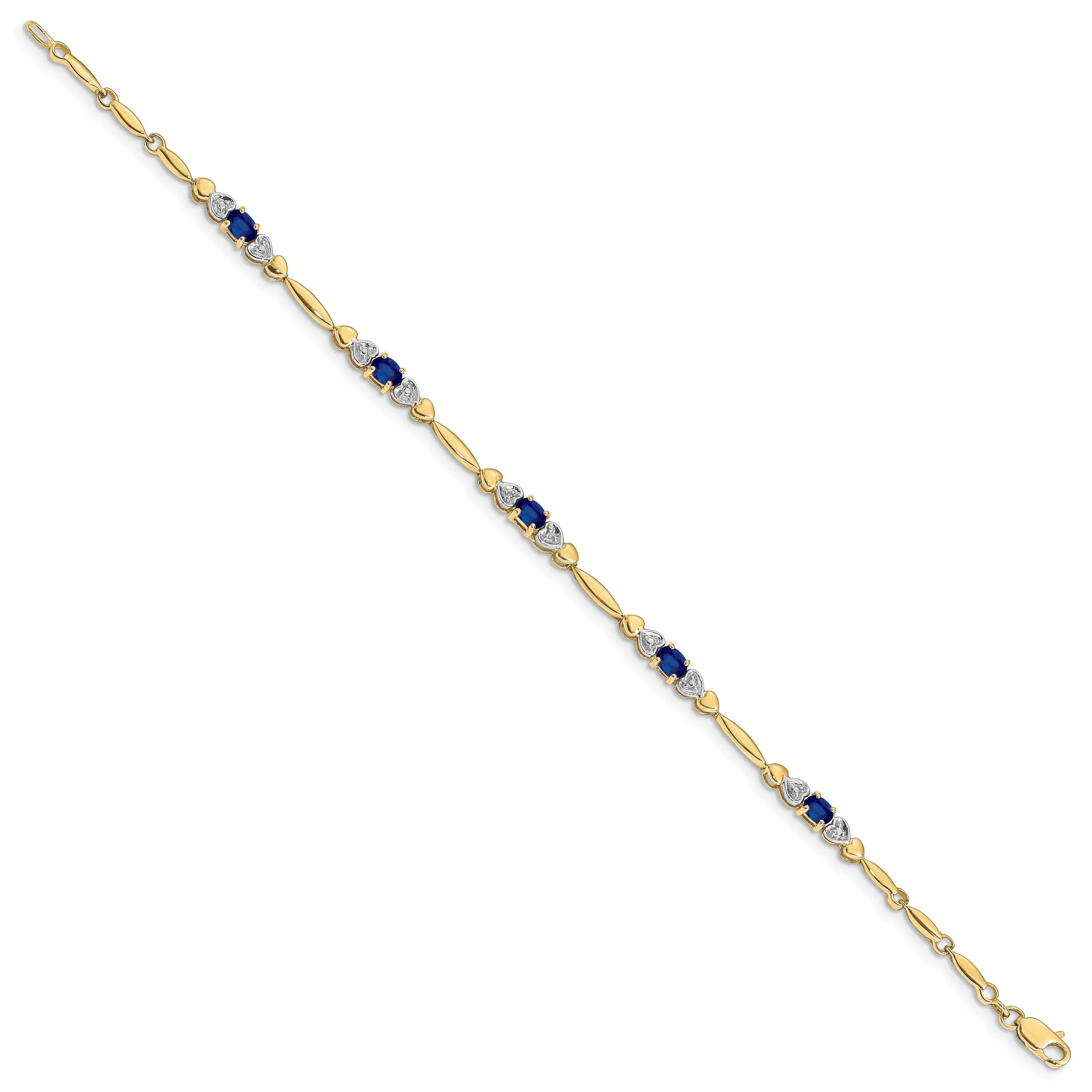 10K Yellow Gold Diamond and Sapphire Bracelet S2304