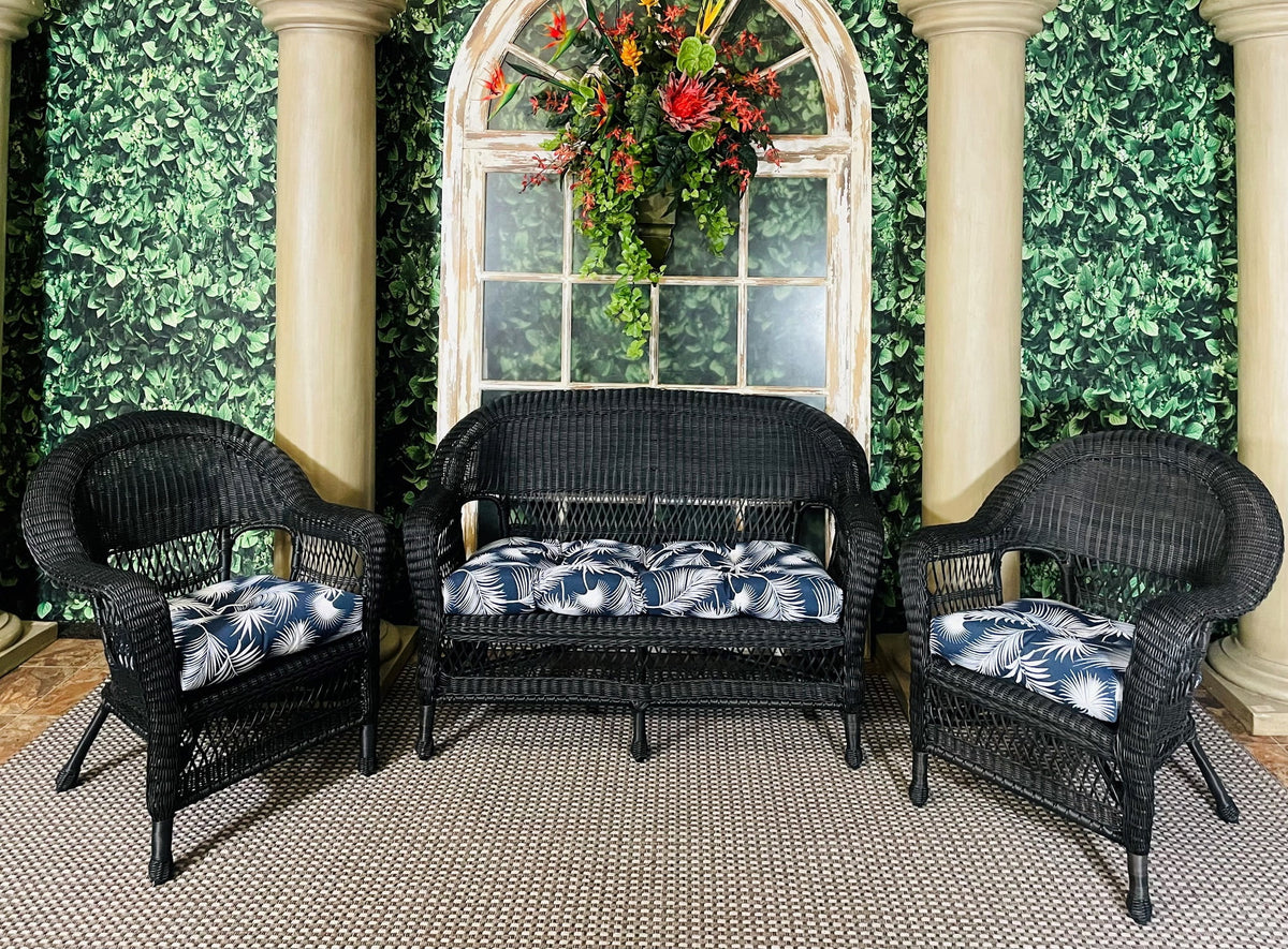 Navy Blue 3 Piece Cushion Seat Set J839