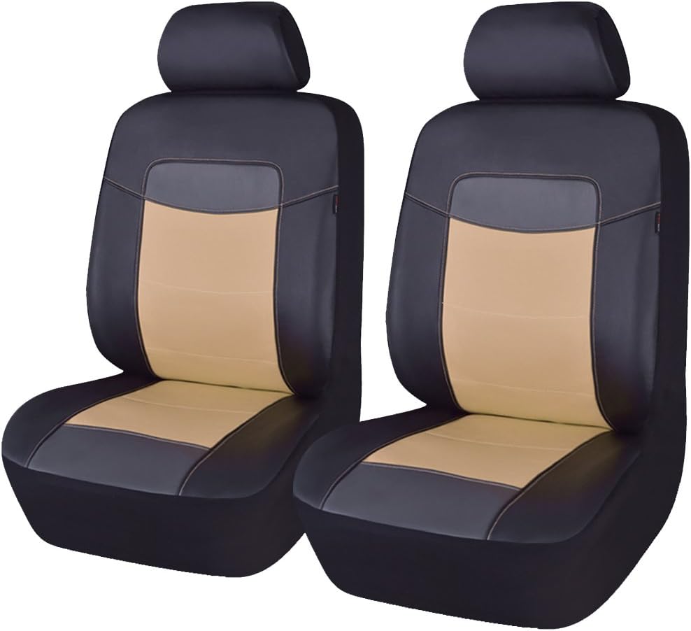 Black Leather Waterproof Car Seat Covers Full Set J356