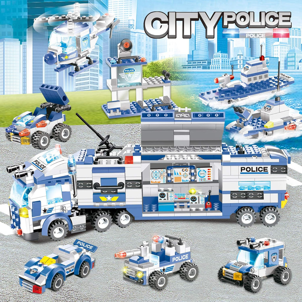 1338 Pieces Police Station Building Blocks Set with Storage Box P870508
