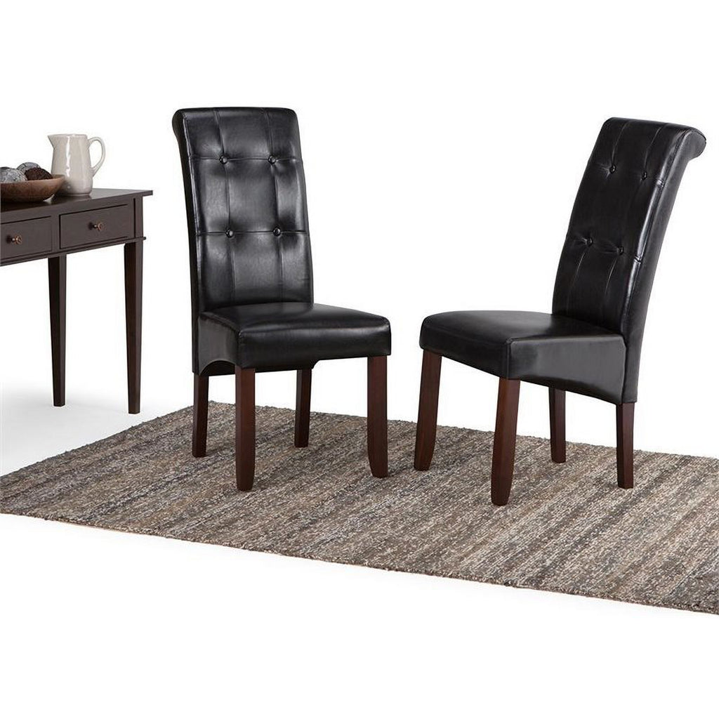 Black Faux Leather Tufted Chair (Set of 2) S959225