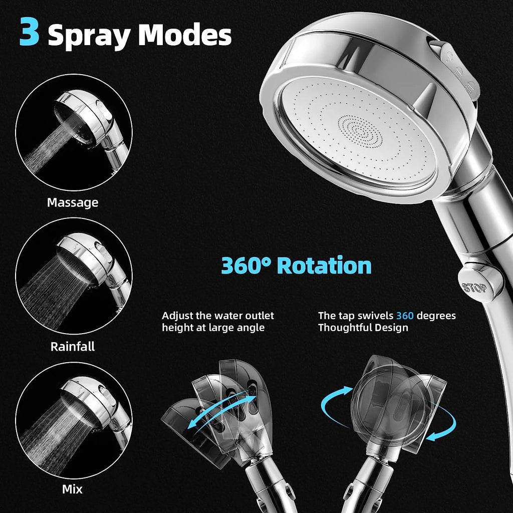 High Pressure 3-Settings Handheld Showerhead (Chrome) M5705