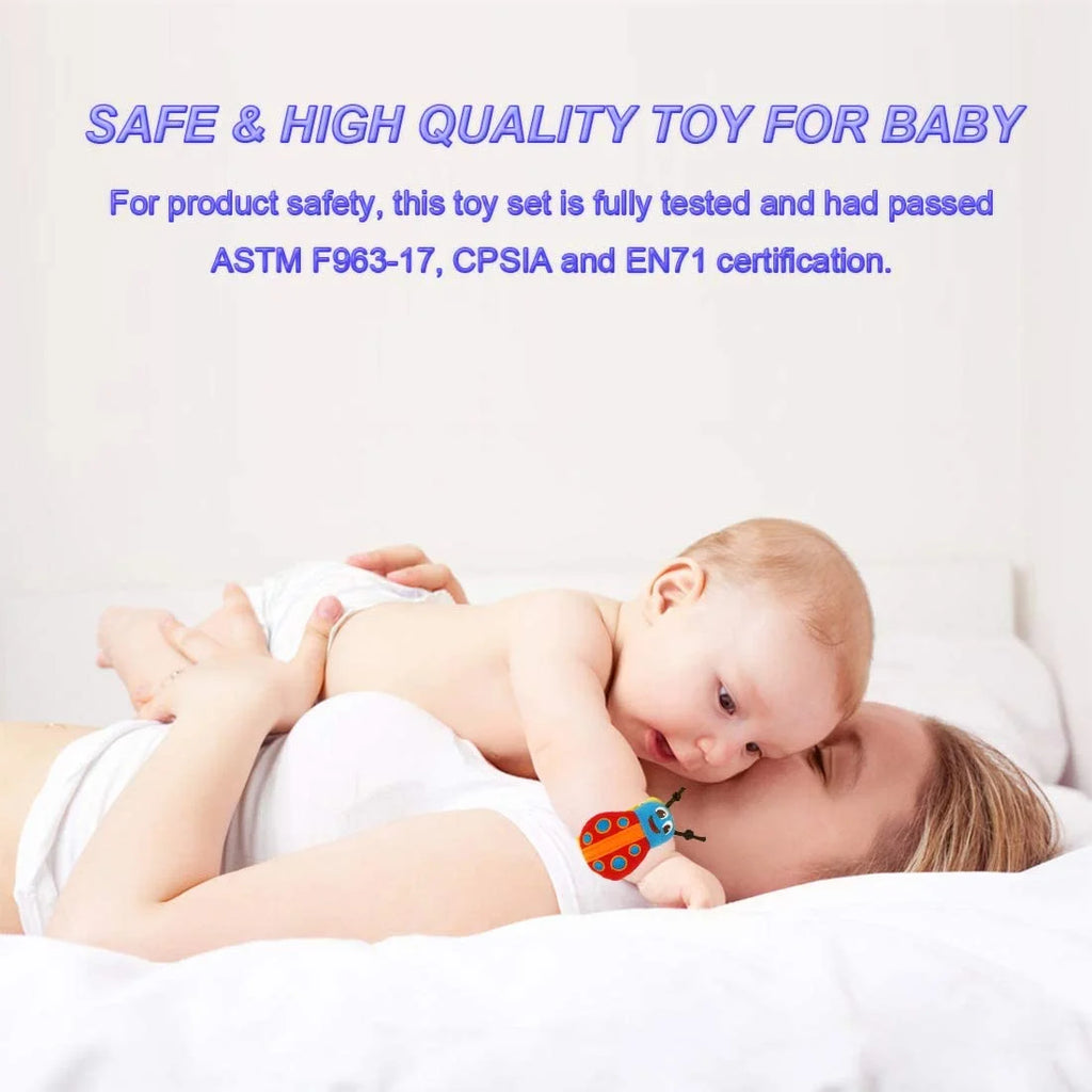 6 Pcs Baby Wrist Rattle & Foot Finder Socks Soft Plush Animal Doll B64279