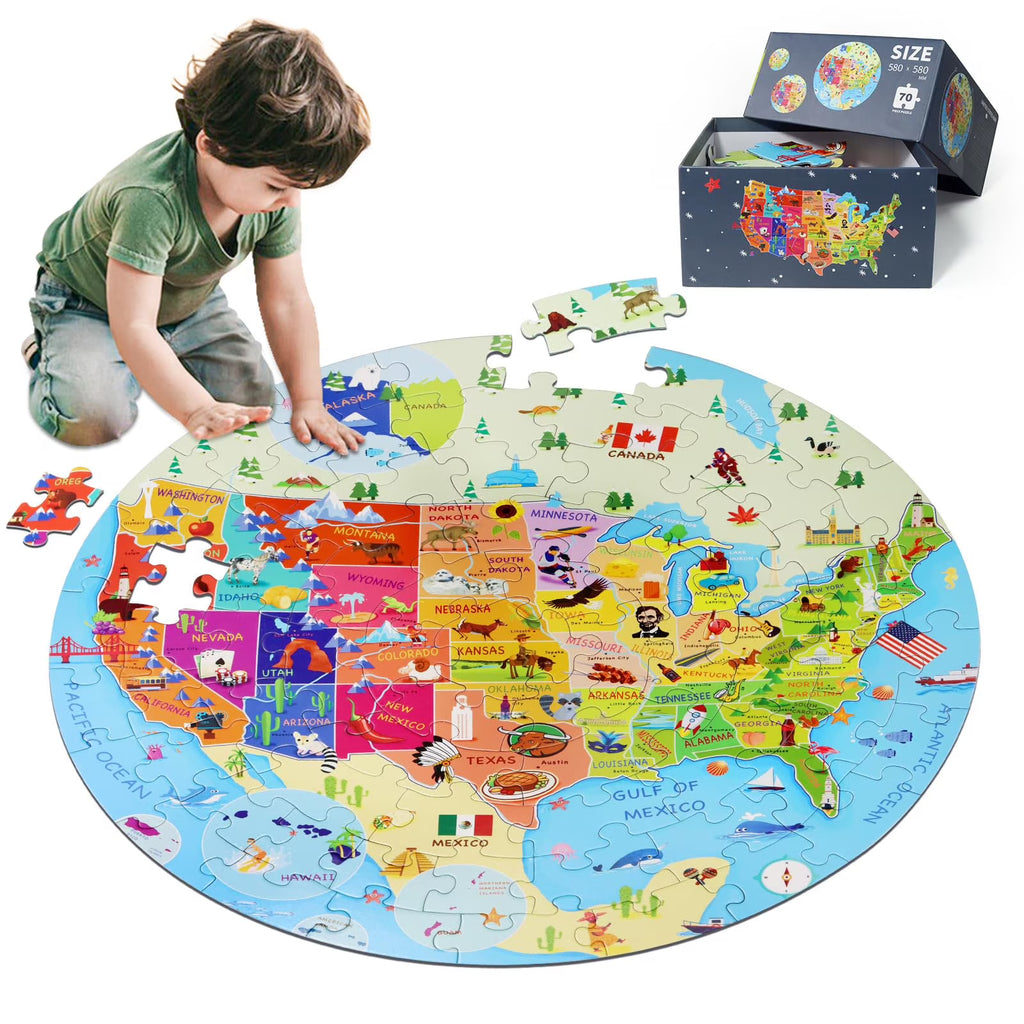 70 Pieces USA Map Floor Jigsaw Puzzle T589