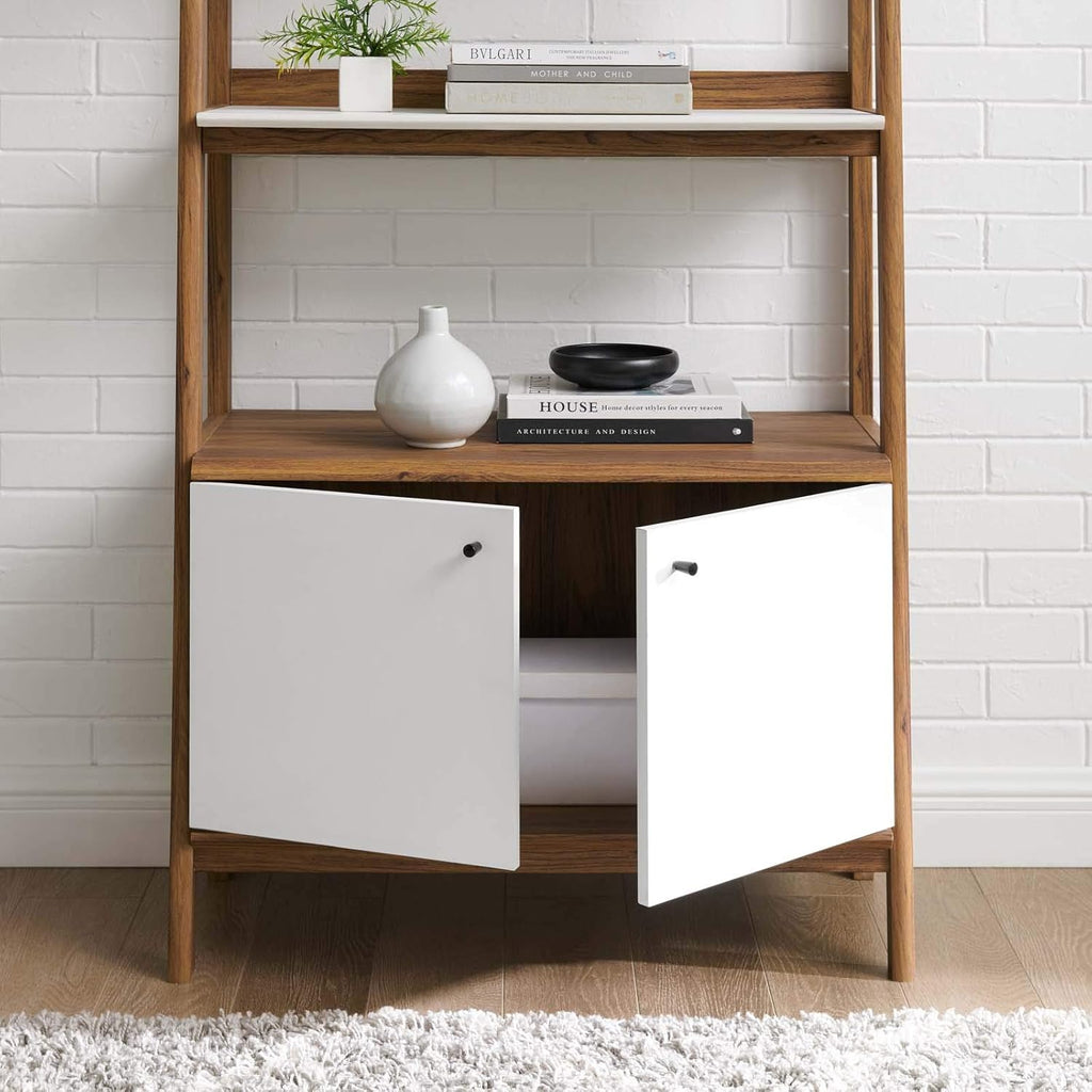 Walnut White Bookshelf Display Case X9595