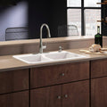 Cast-Iron Double Bowl Kitchen Sink with Faucet in White C564867
