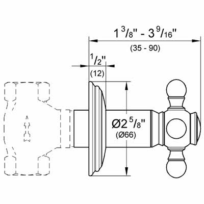 Chrome Cross Handle Volume Control Trim E32769