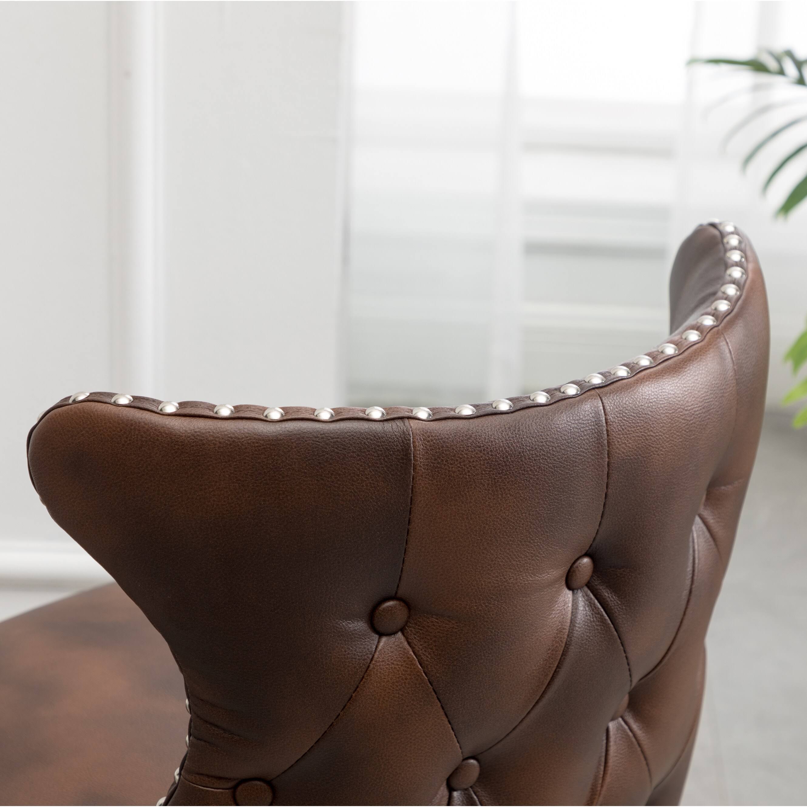 Brown Faux Leather Tufted Accent Chair R97156