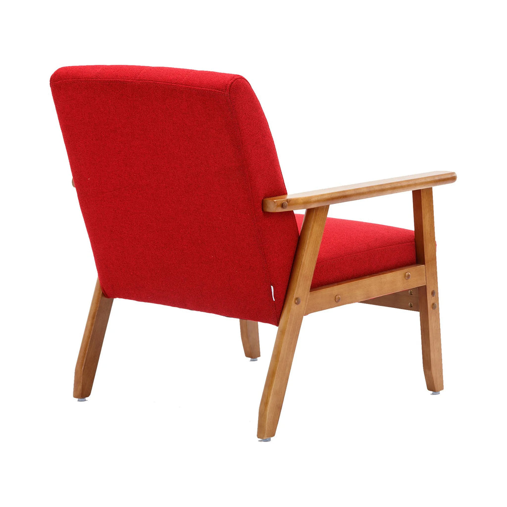Accent Chairs Set of 2 with Side Table, Wood and Fabric Armchairs J17786
