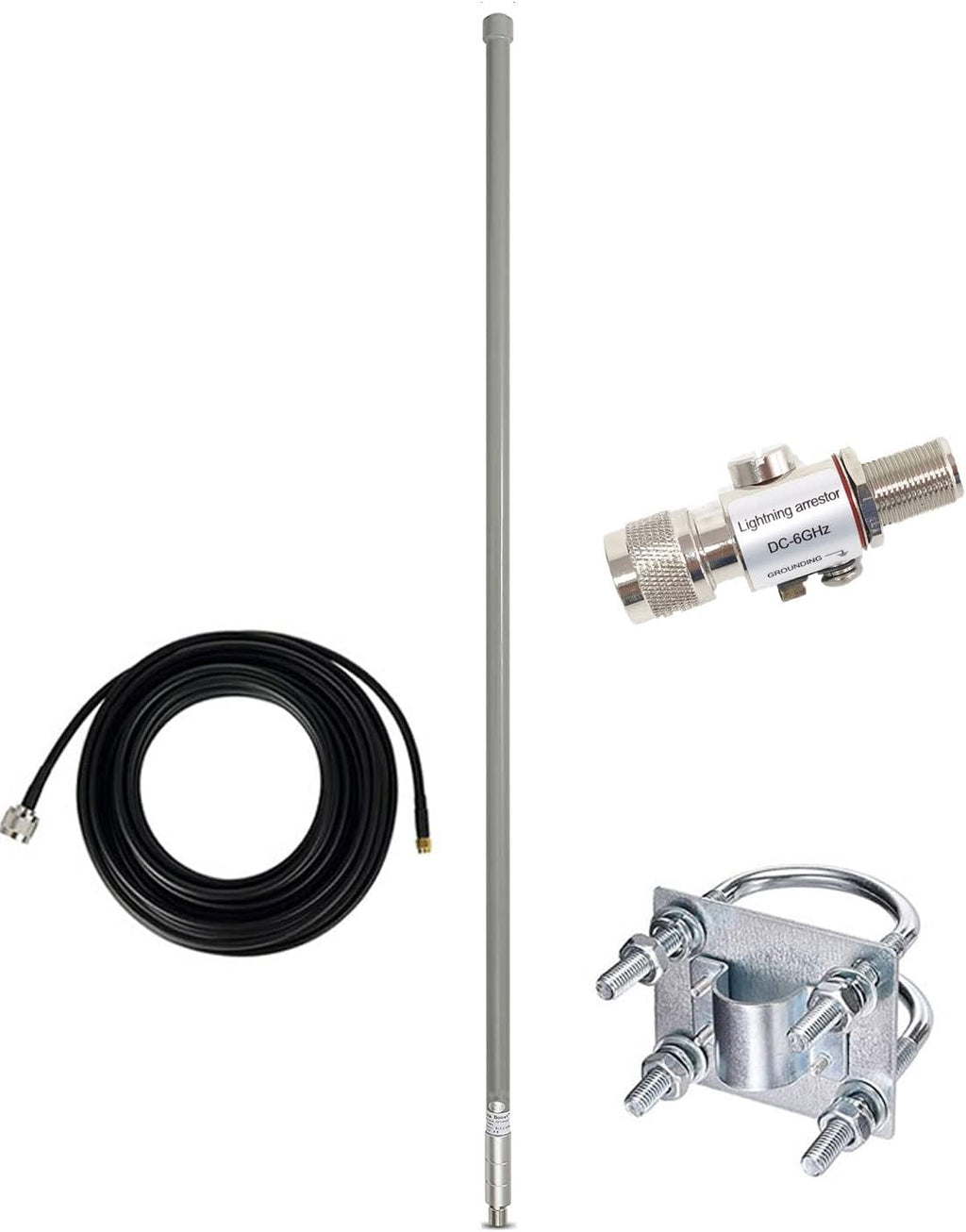 8dBi 915MHz LoRa Antenna Kit with 16 ft RG58 RP-SMA Lightning Arrester U721