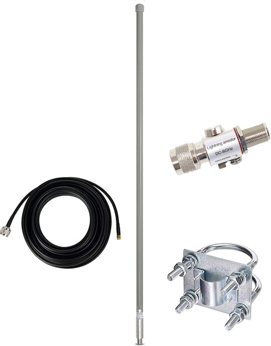 8dBi 915MHz LoRa Antenna Kit with 16 ft RG58 RP-SMA Lightning Arrester U721