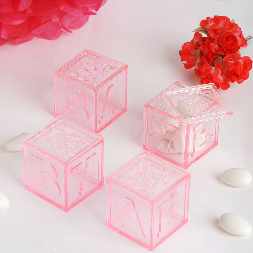 Pink Fillable Baby Blocks Party Favor Gift - 12/pk T940
