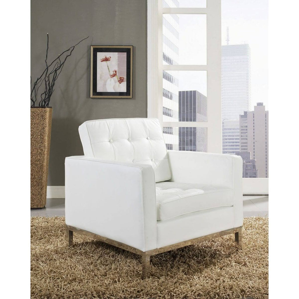White Leather Armchair Y2151