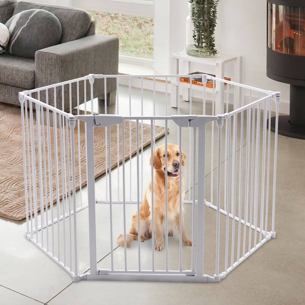 White 6 Panel Metal Playpen Barrier T21835