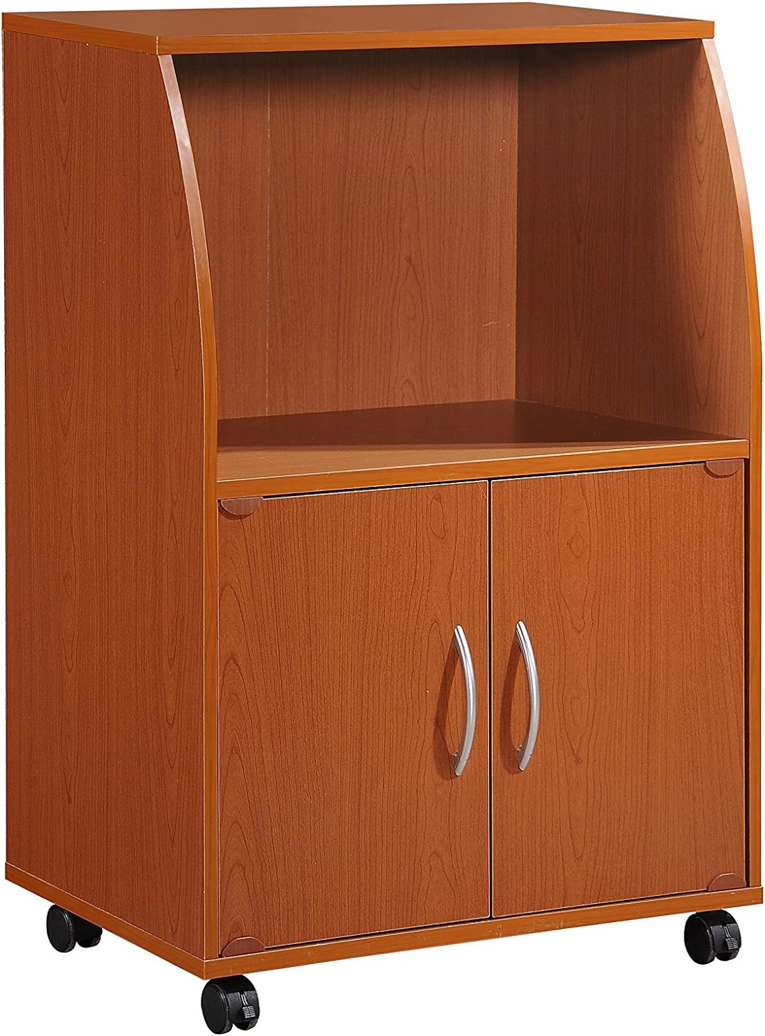 Cherry Mini Microwave Cart with Two Doors and Shelf Q57801