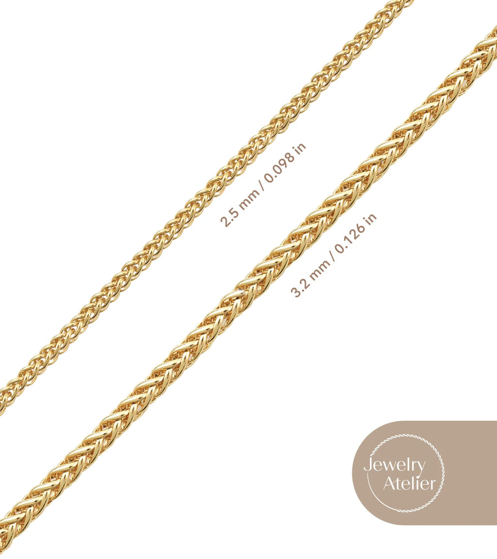 14K Solid Yellow Gold Filled Round Wheat Chain Necklace N342218