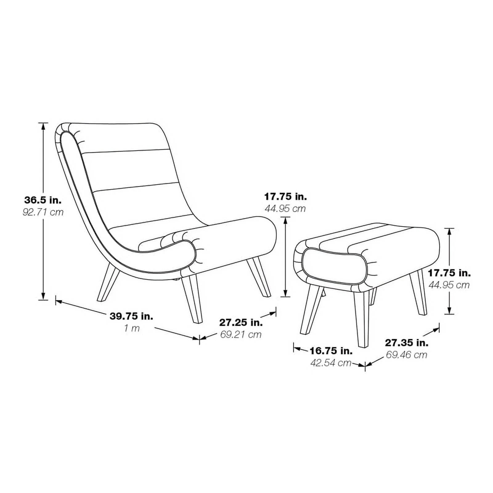 Pewter Faux Leather Lounger with Ottoman H91142
