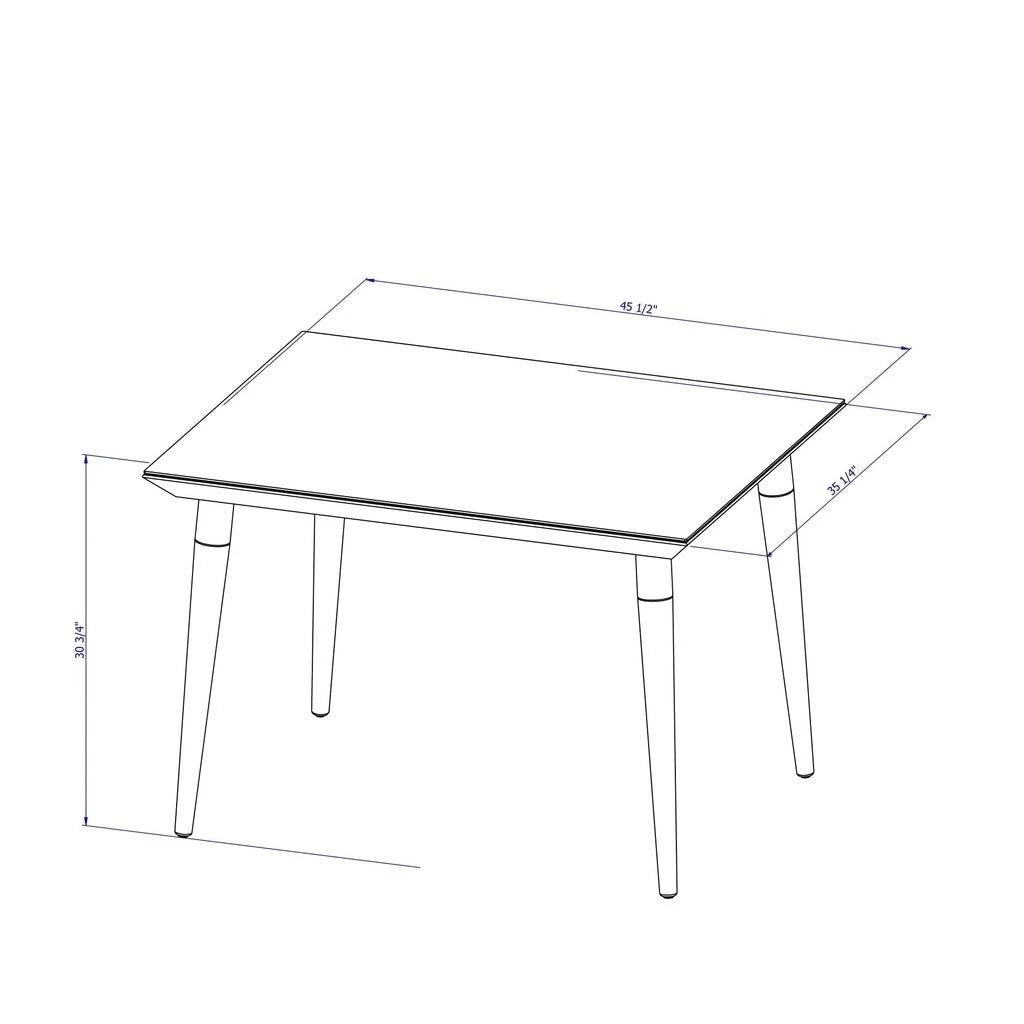 Off White and Maple Cream Rectangular Dining Table with Glass Top W745