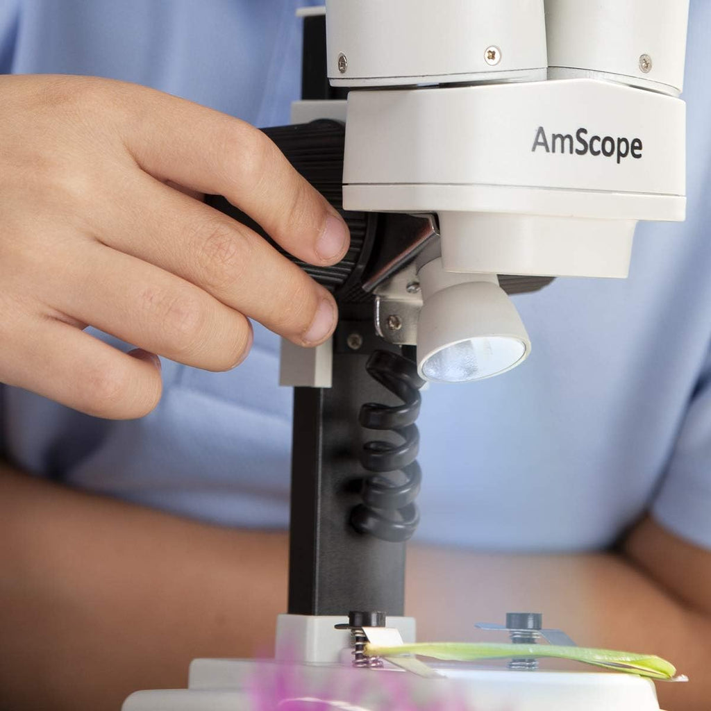 Portable Binocular Stereo Microscope, 20X and 40X Magnification, LED Light Source I50405
