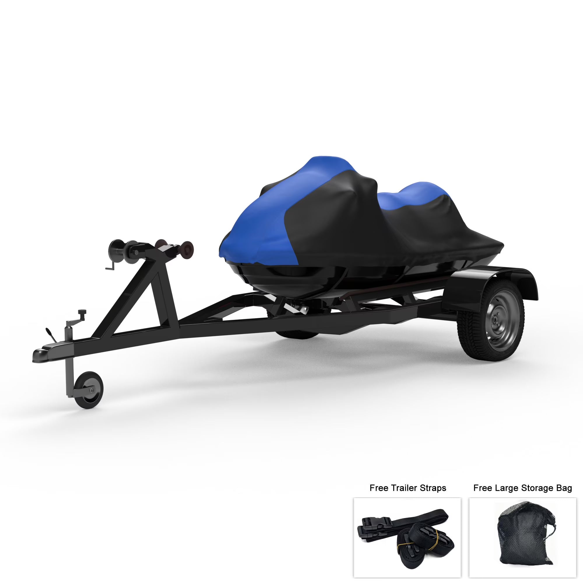 Blue / Black All Weather Trailerable Jet Ski Cover with Trailer Straps and Storage Bag D7021