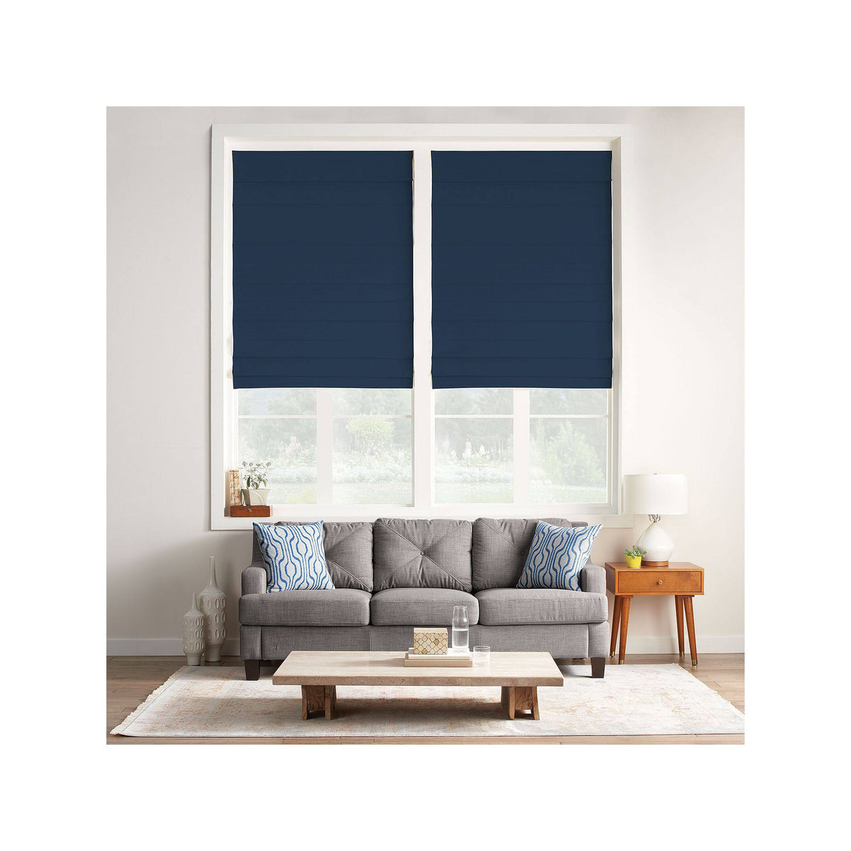 Blue Cordless Roman Shade F4839
