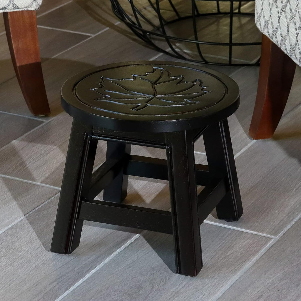 Antique White Carved Wooden Step Stool T506