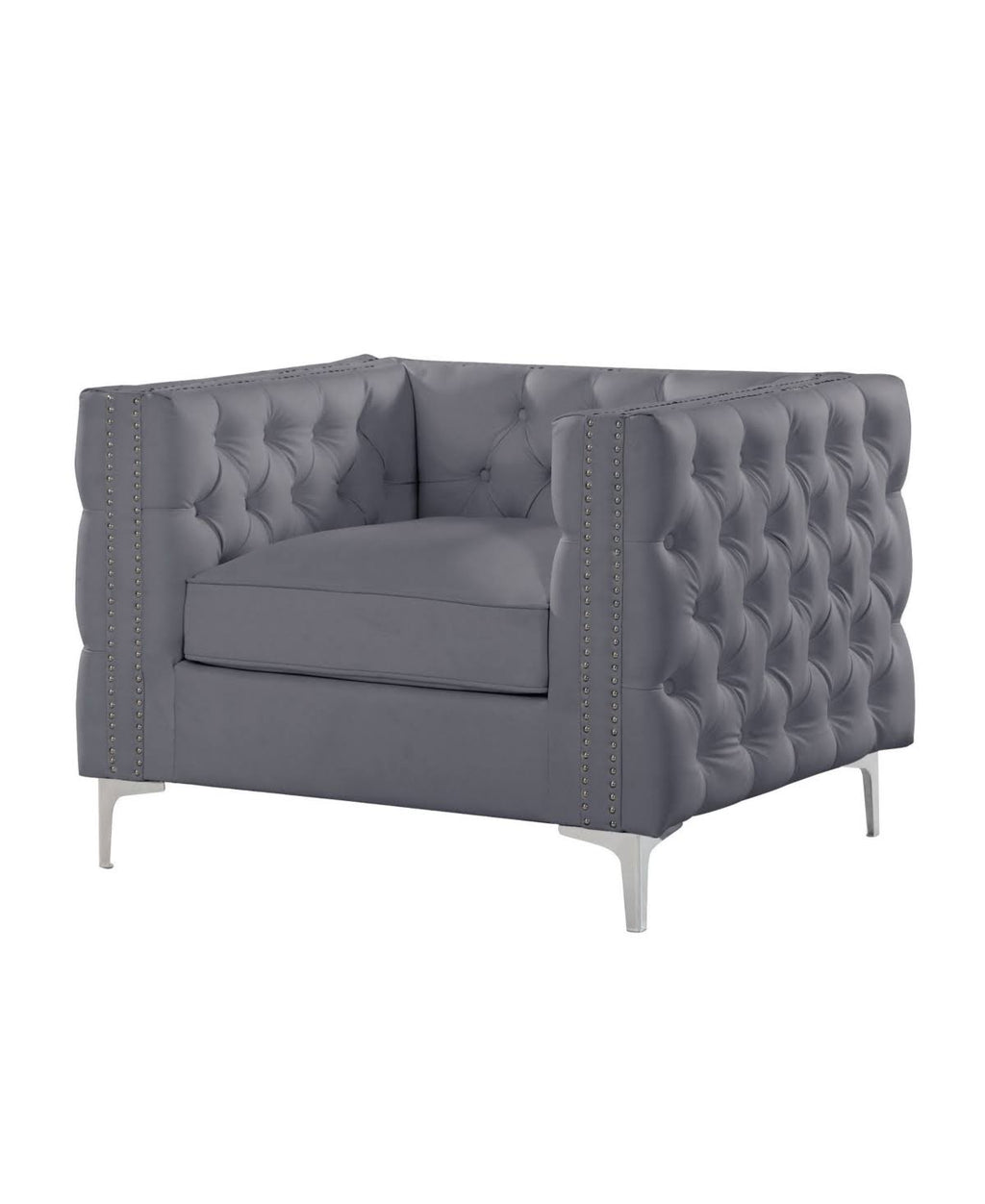 Grey PU Button Tufted Accent Club Chair S515203