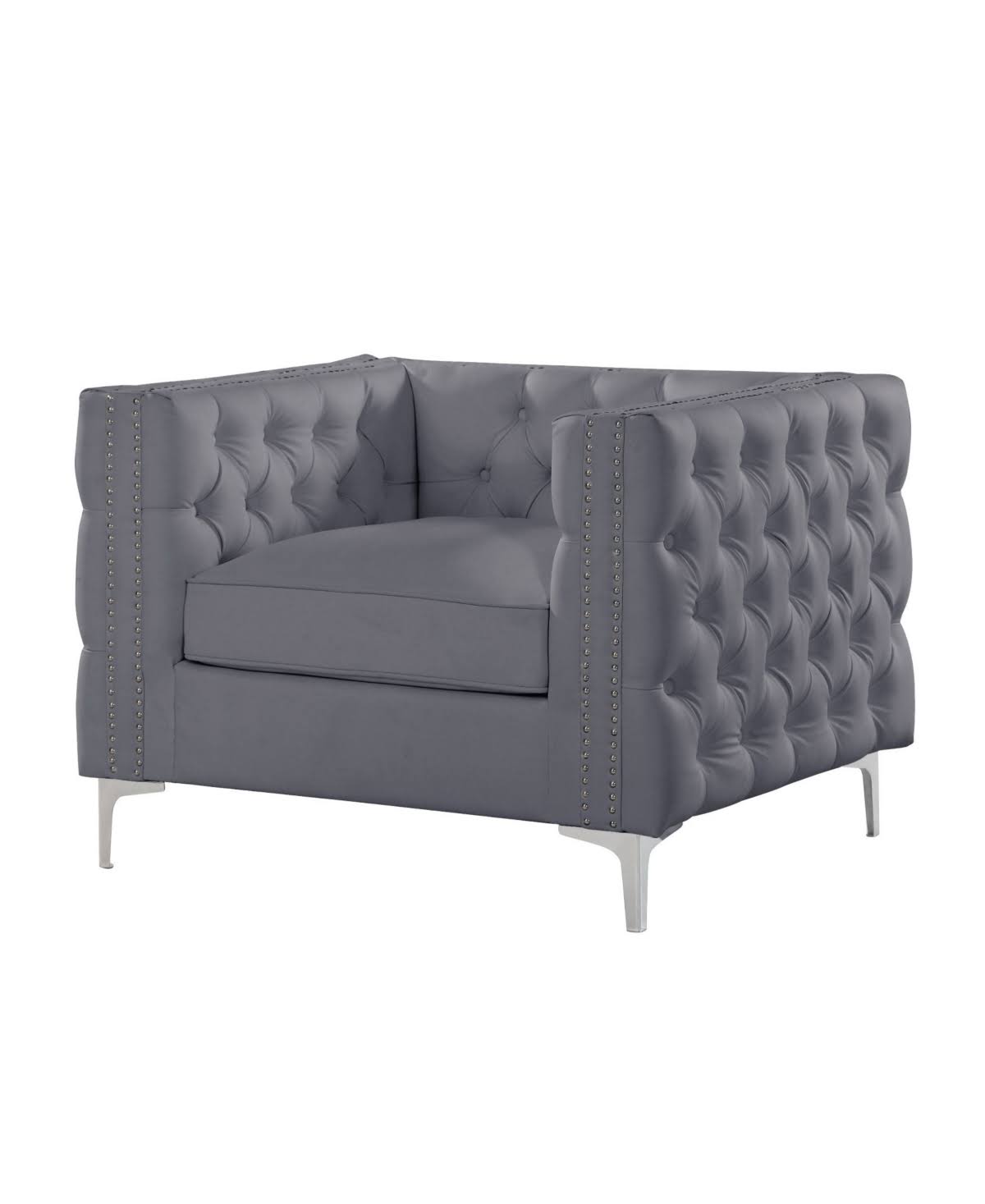 Grey PU Button Tufted Accent Club Chair S515203