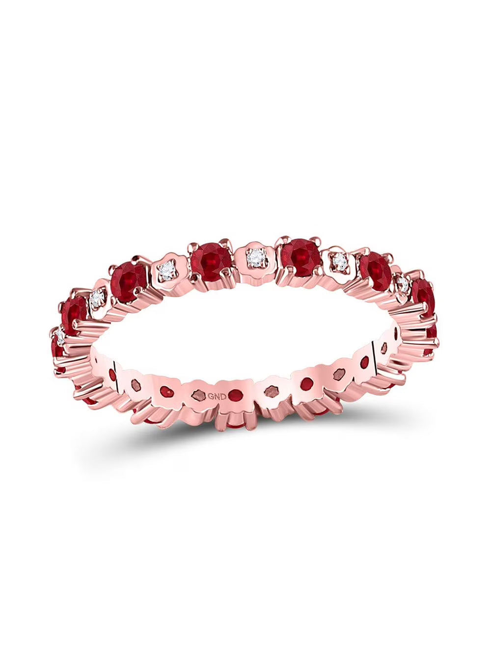 Rose Gold Ruby Diamond Eternity Stackable Band Ring G927