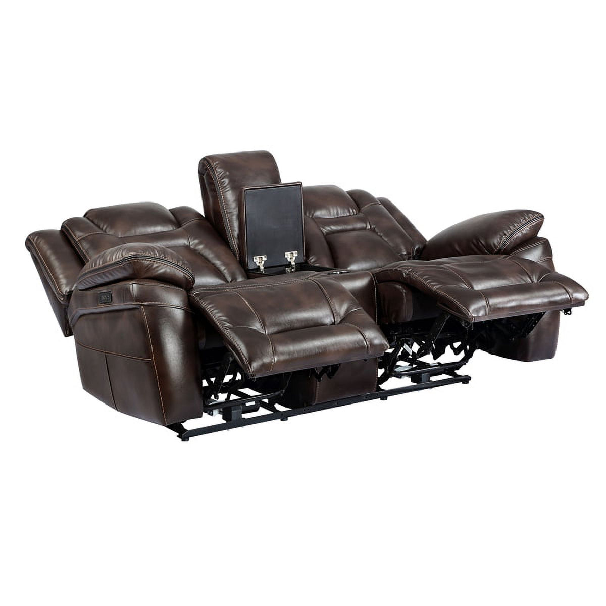 Brown Faux Leather Dual Power 3PC Set J2397