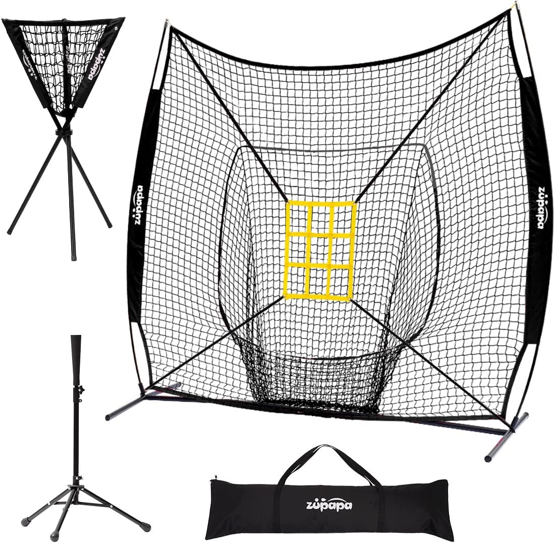 7x7 Feet Baseball Softball Hitting Pitching Net with Strike Zone J97693