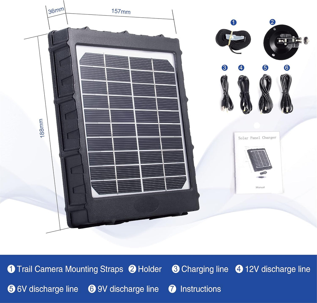 Solar Battery Charger Kit 12V/1.2A 9V/1.6A 6V/2.4A with 8000mAH Rechargeable Lithium Battery IP67 Waterproof Pack of 2 O580