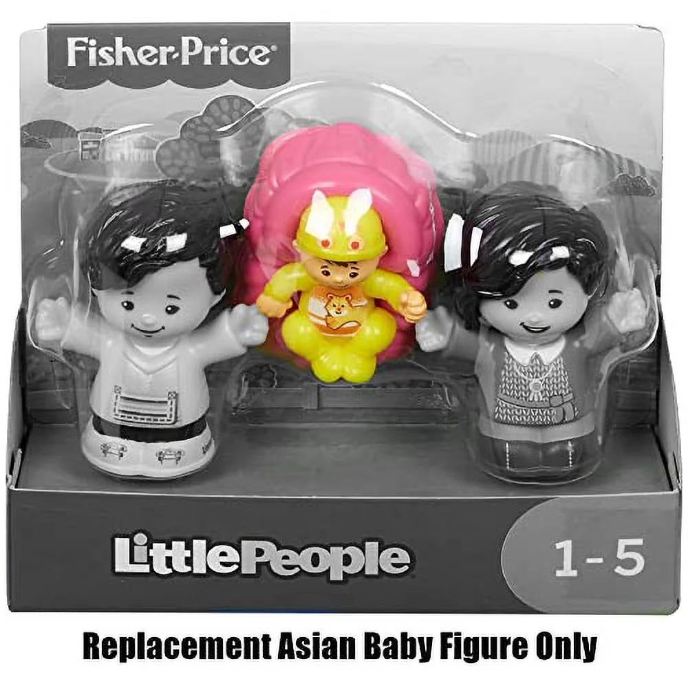Replacement Asian Baby Figure with Pink Basket and Yellow Outfit I1419