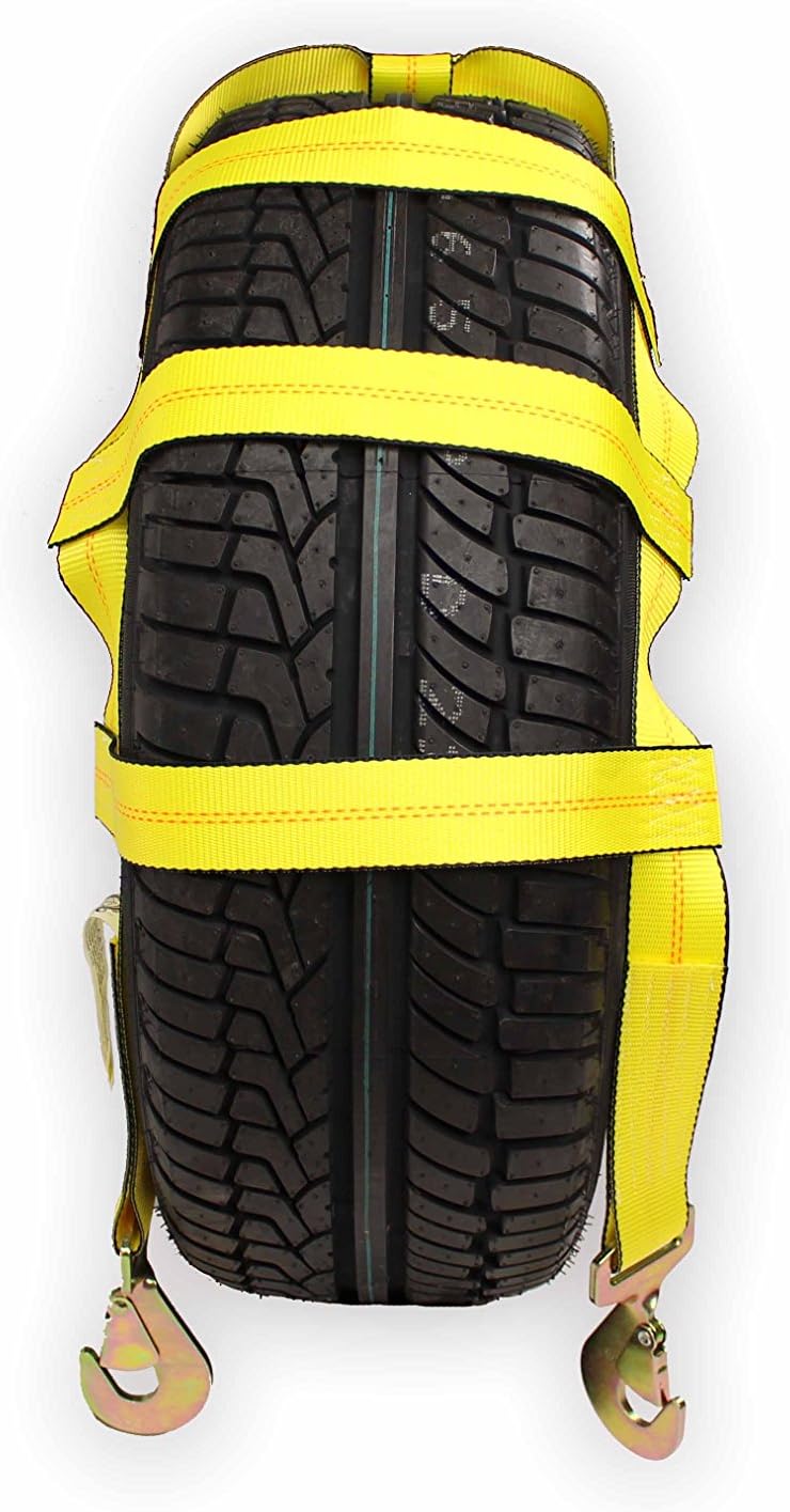 2-Pack Car Wheel Straps with Twisted Snap Hooks O3440