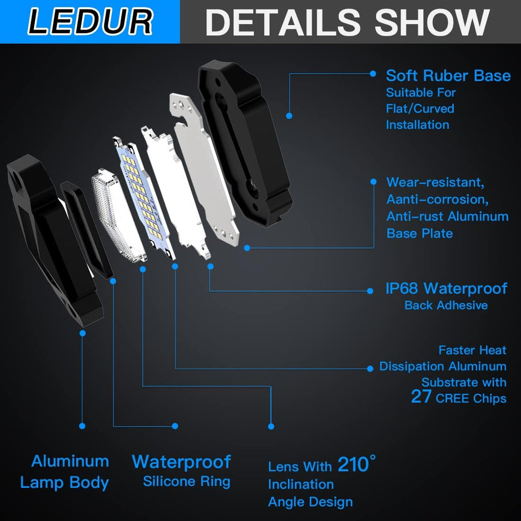 4Pods LED Rock Lights White with Switch Wire Harness H258