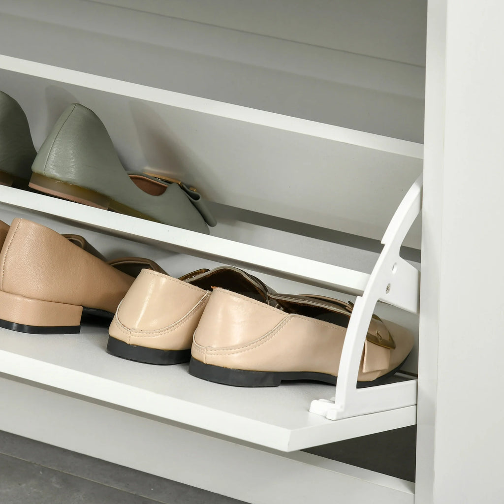 White 3-Drawer Shoe Cabinet with 2 Flip Doors B17548